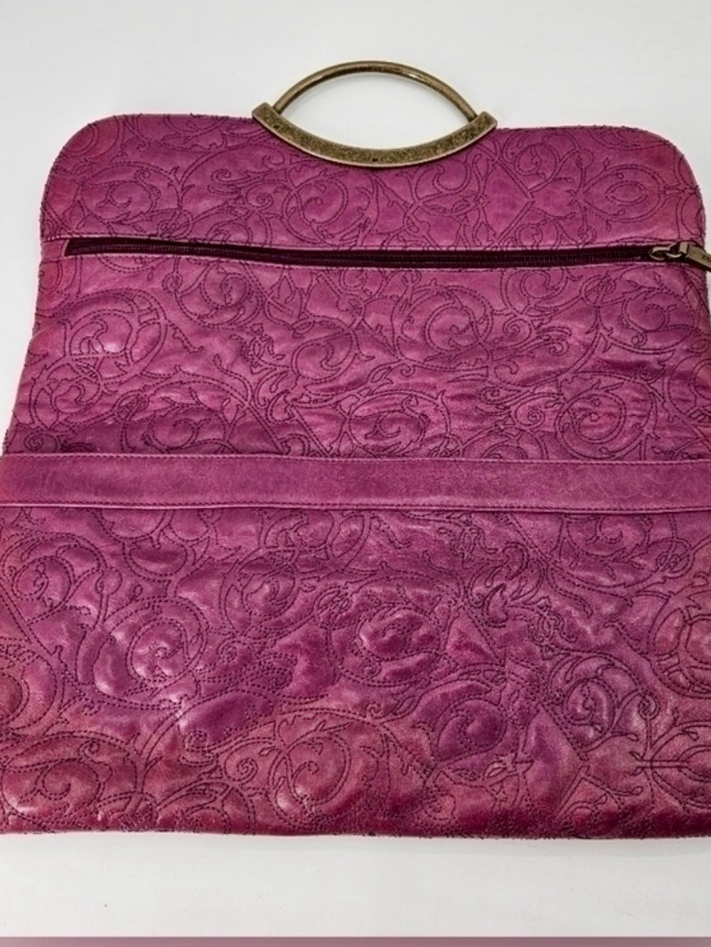 Hobo International Purple Embroidered Leather Clutch Beautiful